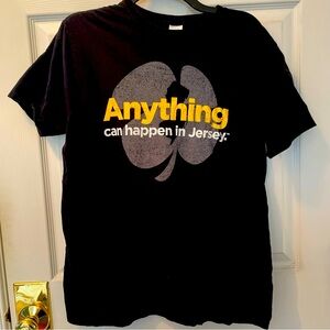Large New Jersey NJ Lottery Black T Shirt Gildan Cotton ~ Anything Can Happen!